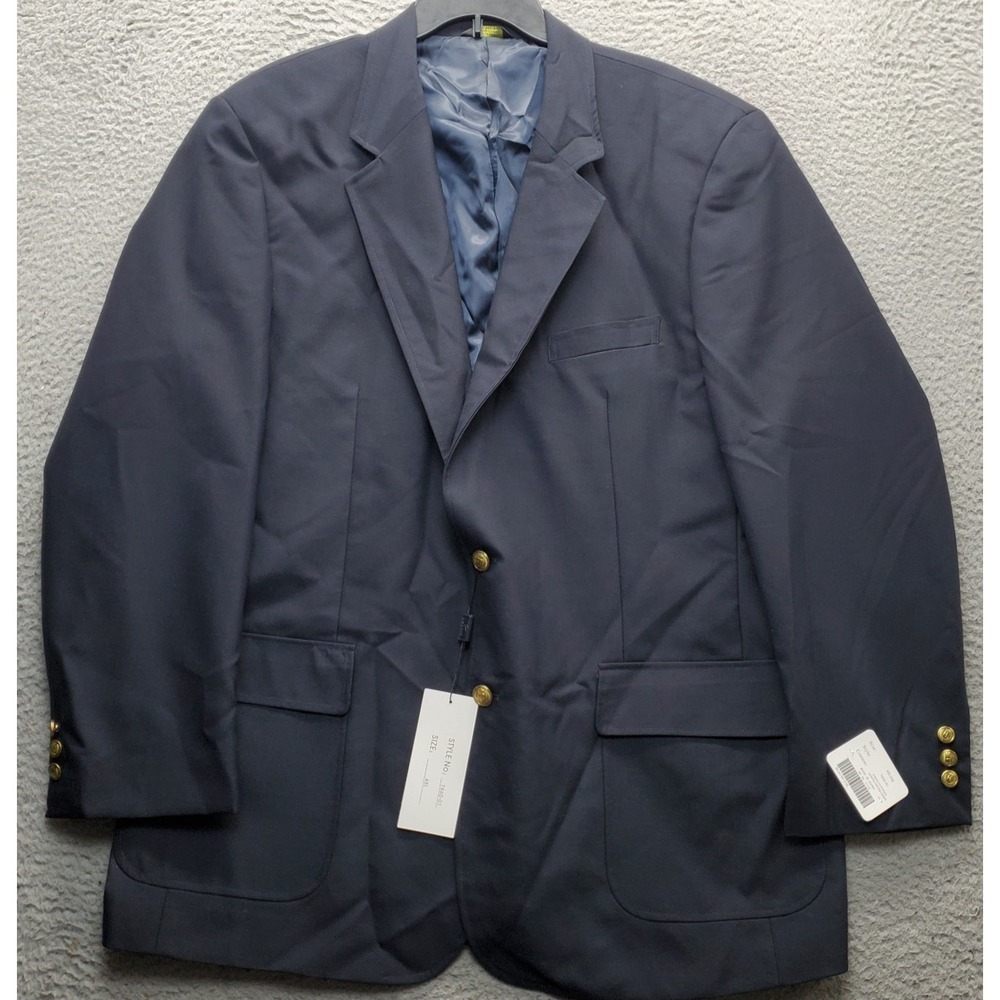 Hargio Dress Line Blazer Jacket Mens 48L Navy Notch Lapel Single-Breasted Formal